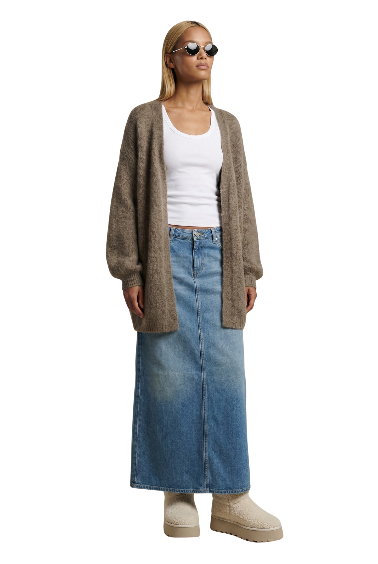 Lee Midi Cardigan Dark Taupe