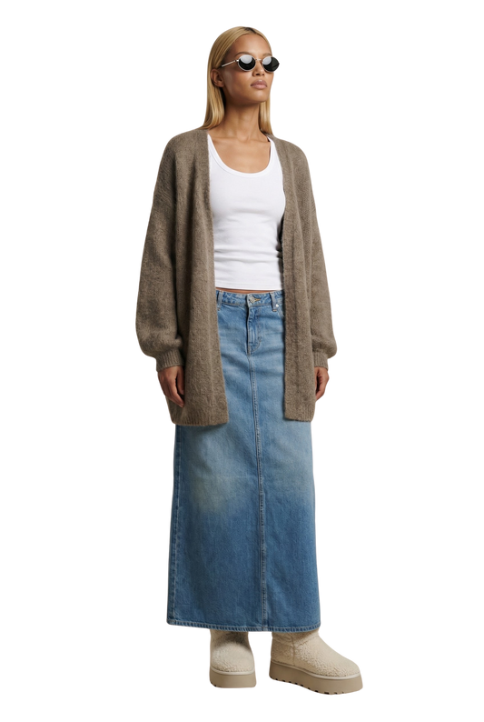Lee Midi Cardigan Dark Taupe