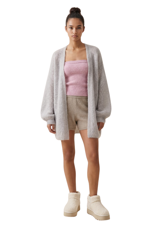 Lee Midi Cardigan Light Grey