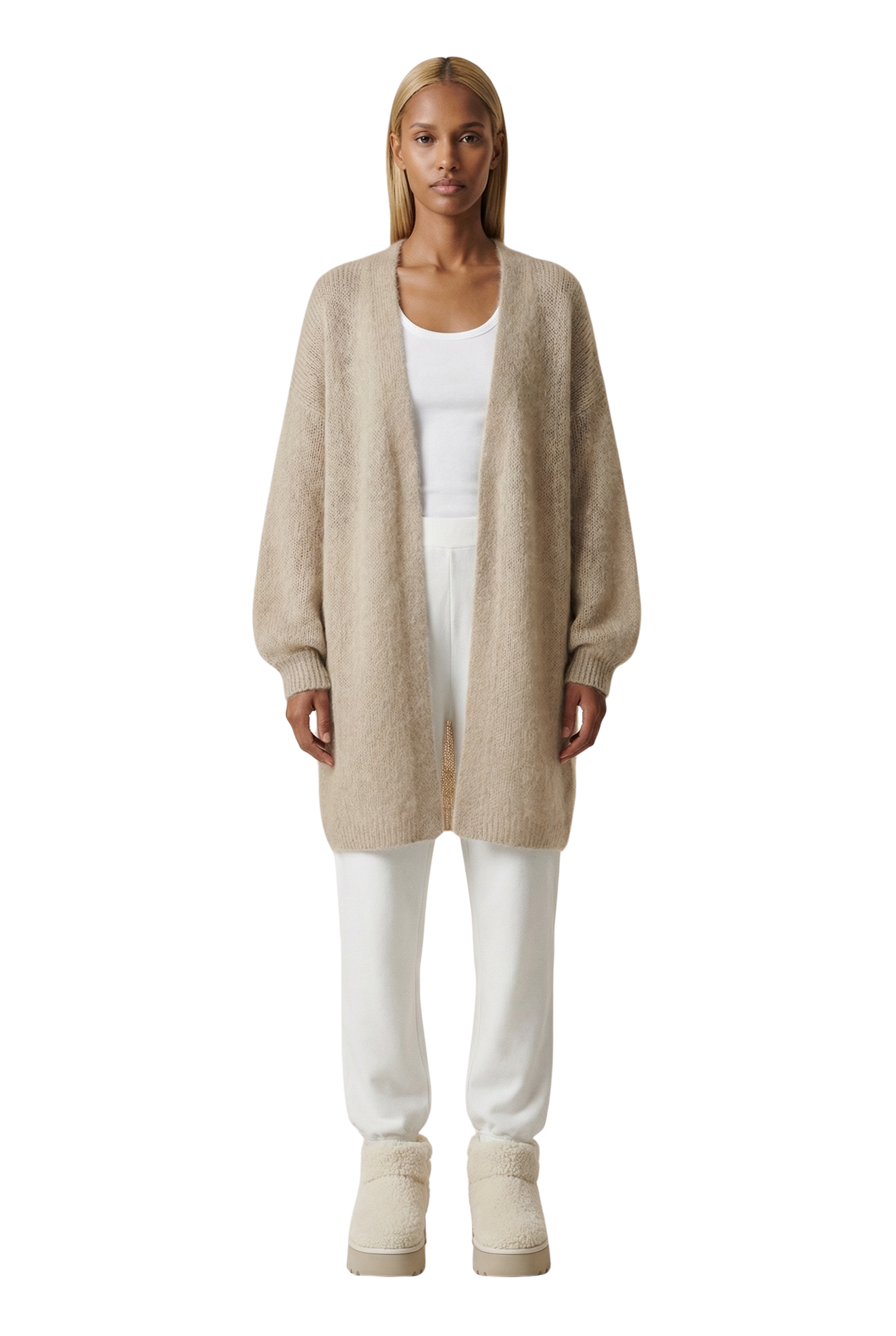 Lee Midi Cardigan Beige