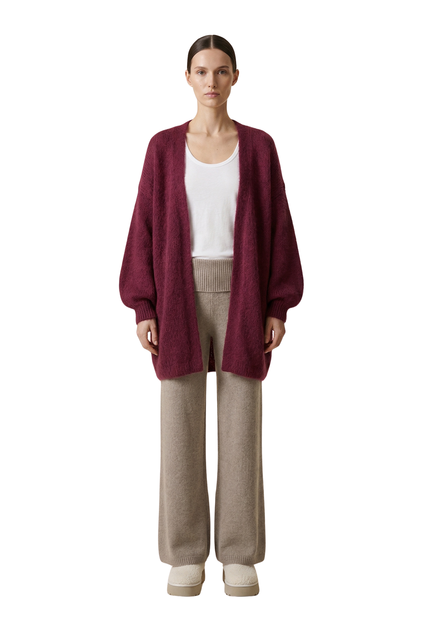 Lee Midi Cardigan Bordeaux