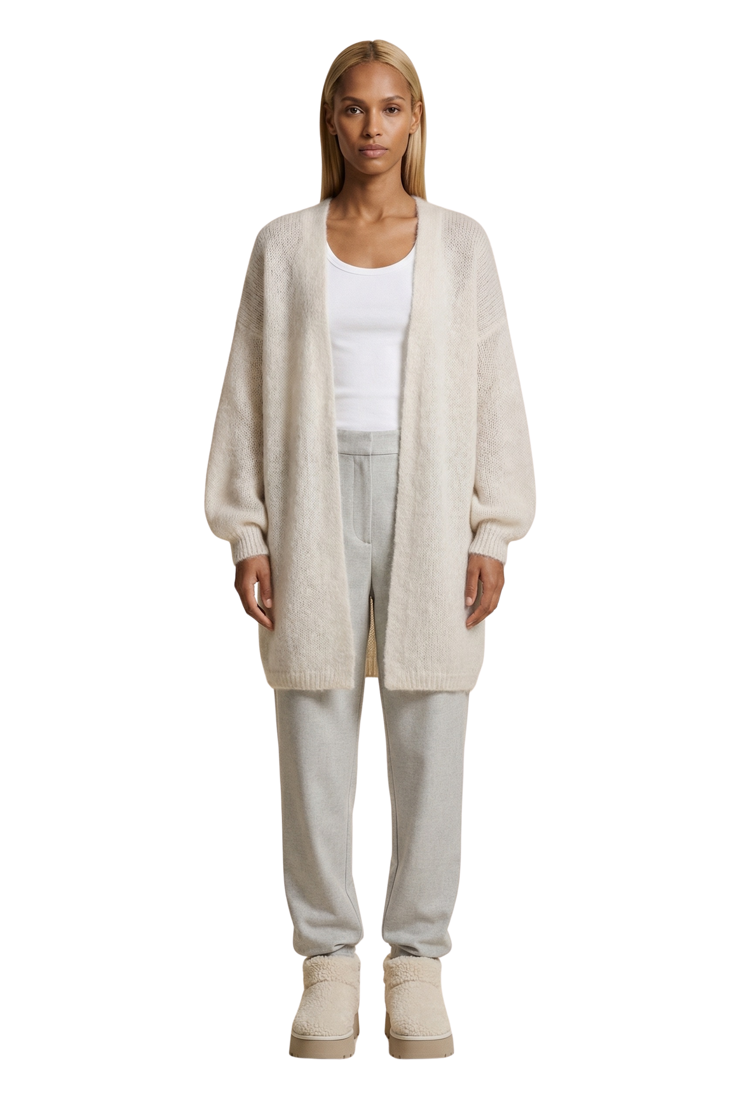 Lee Midi Cardigan White