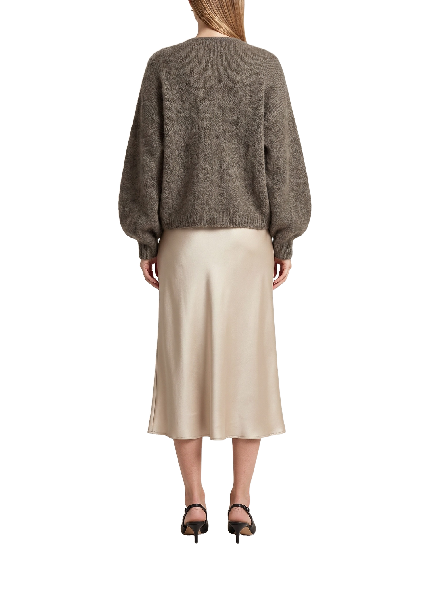 Lee Short Cardigan Dark Taupe Model