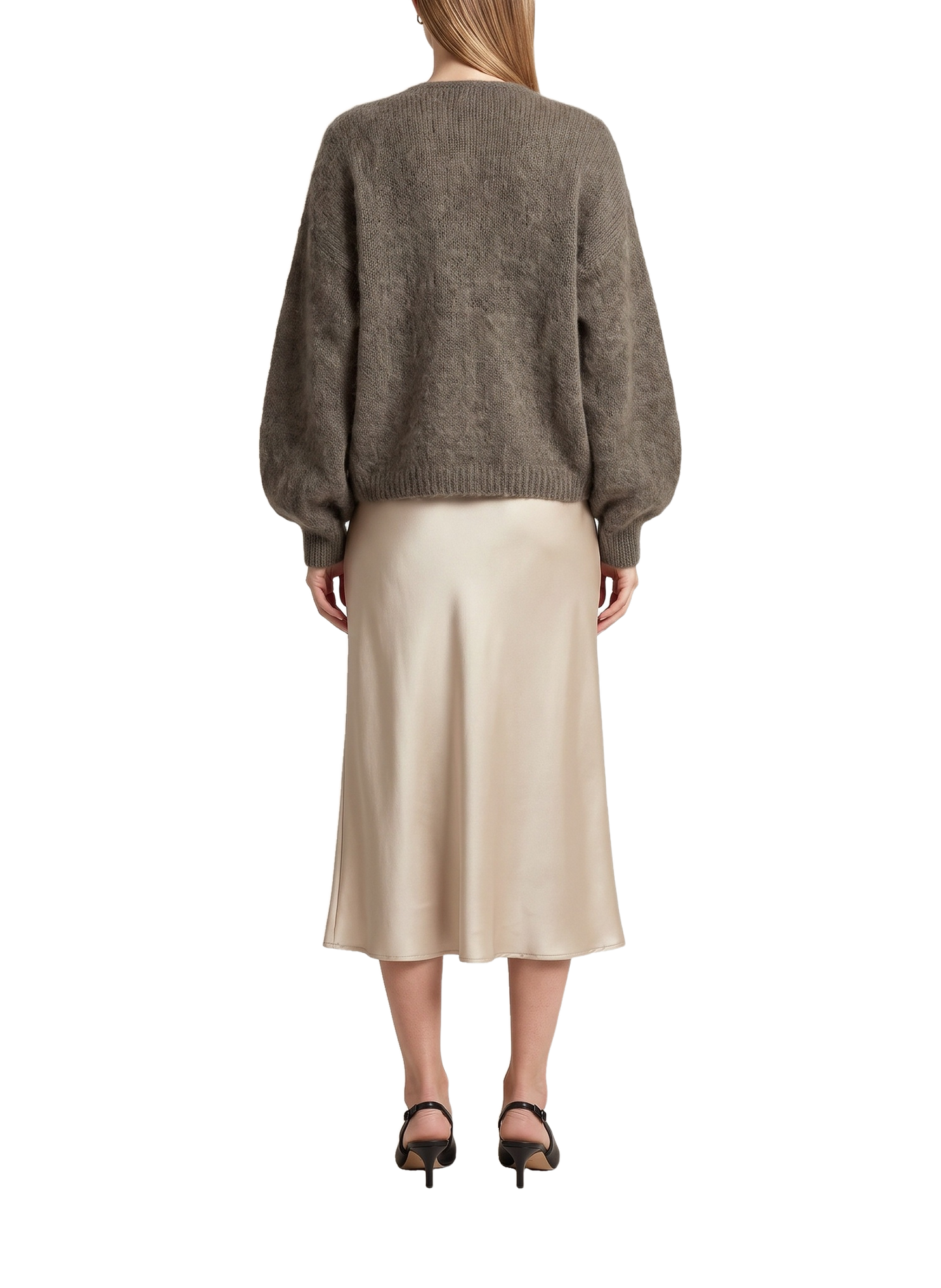 Lee Short Cardigan Dark Taupe Model