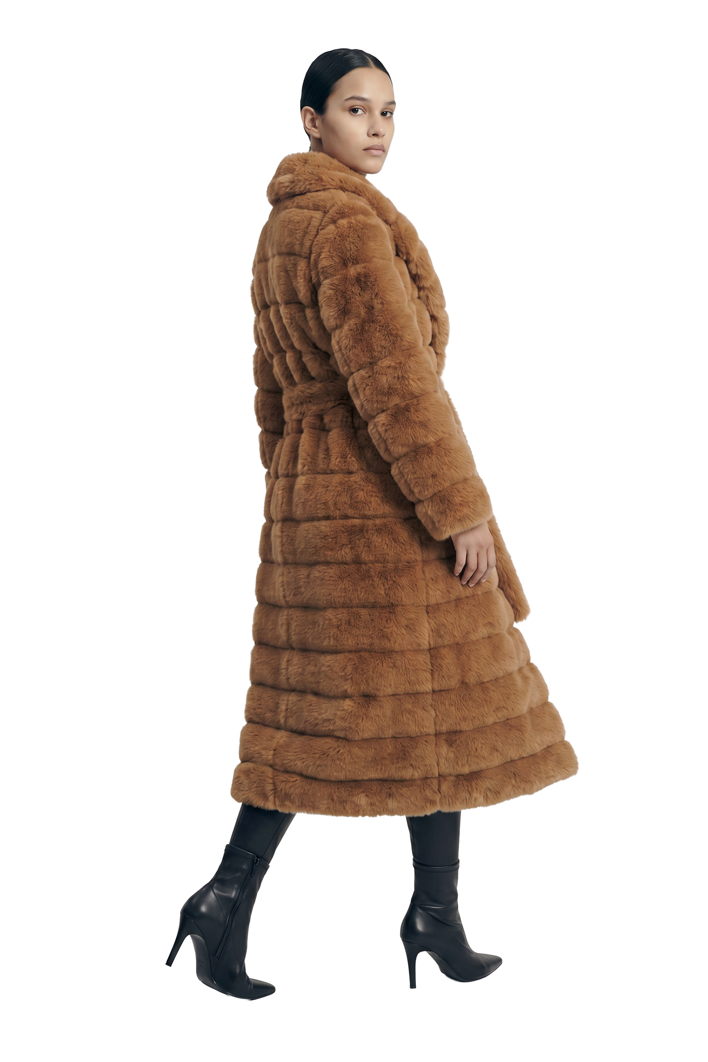 Leelai Faux Fur Coat Long Medium Brown