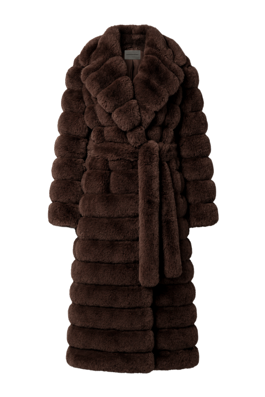 Leelai Faux Fur Coat Long Dark Brown