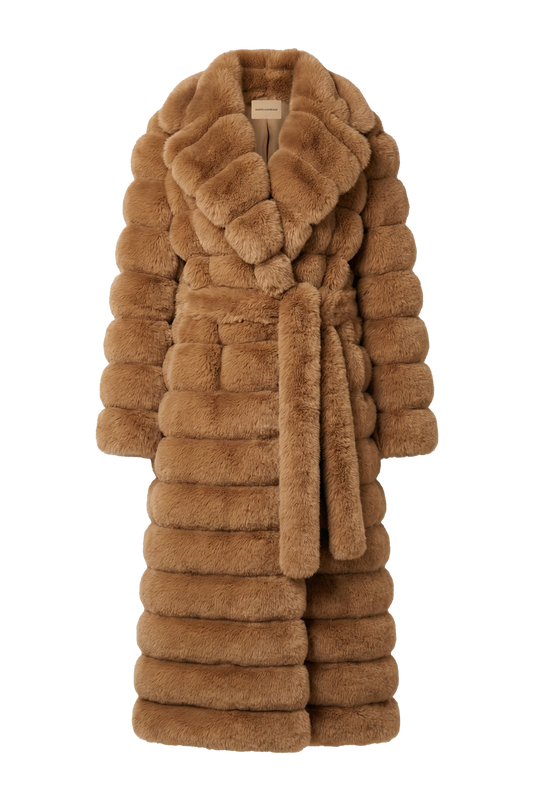 Leelai Faux Fur Coat Long Medium Brown