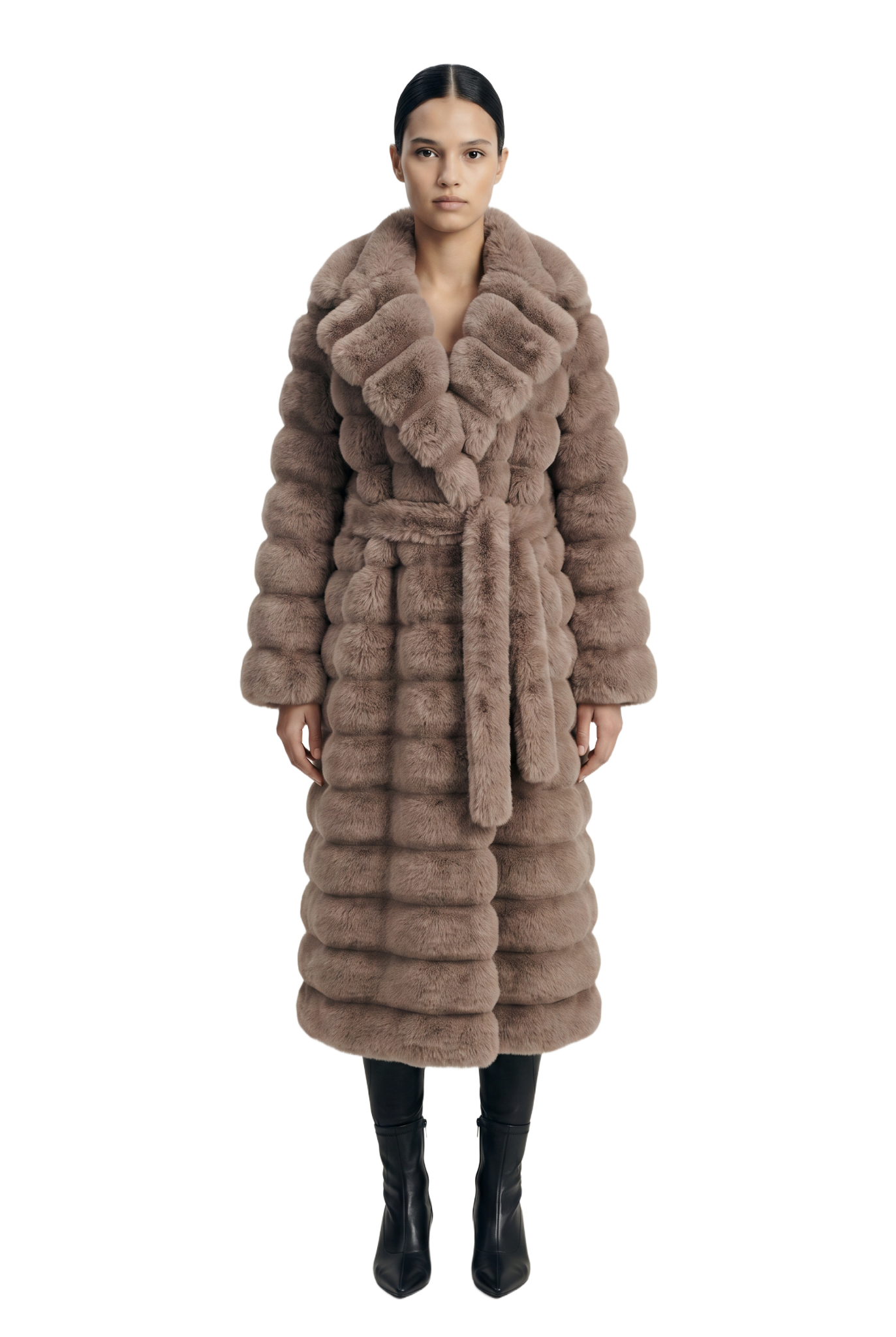 Leelai Faux Fur Coat Long Taupe