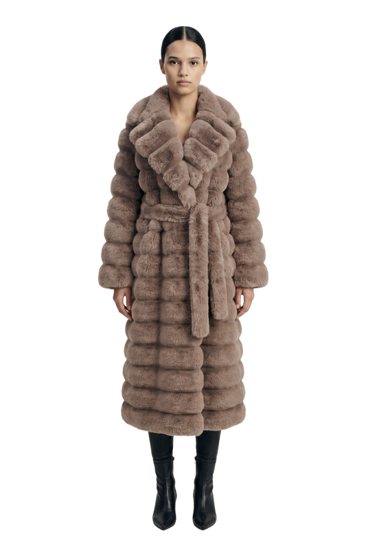 Leelai Faux Fur Coat Long Taupe