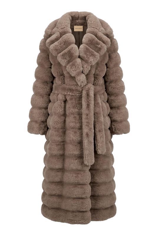 Leelai Faux Fur Coat Long Taupe