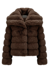 Leelai Faux Fur Coat Short Dark Brown