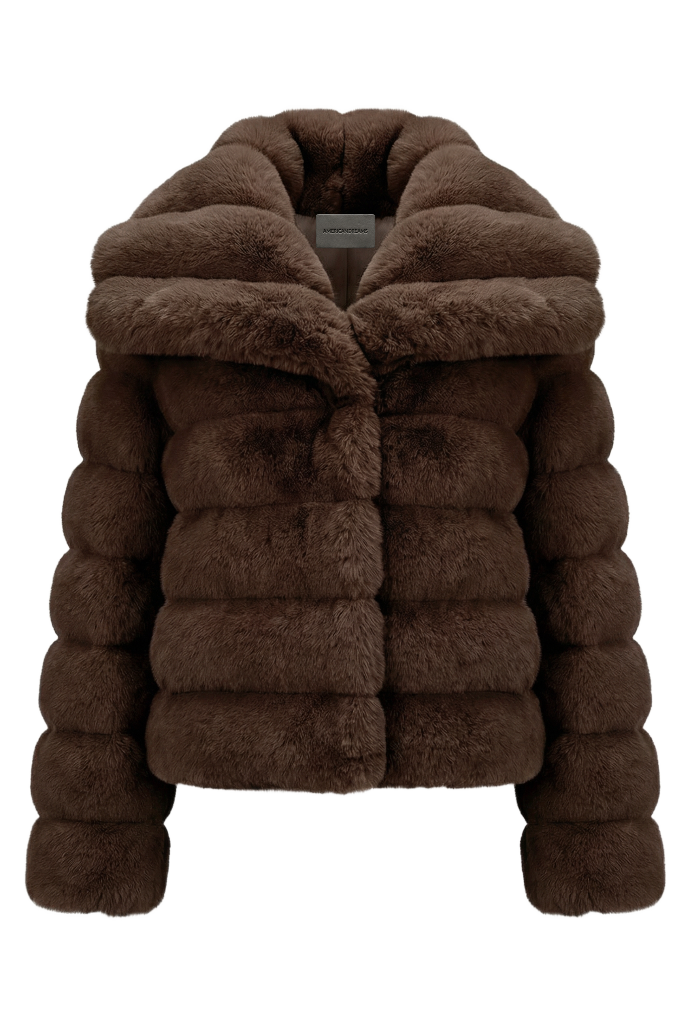 Leelai Faux Fur Coat Short Dark Brown
