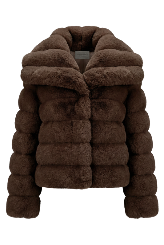 Leelai Faux Fur Coat Short Dark Brown