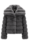 Leelai Faux Fur Coat Short Dark Grey