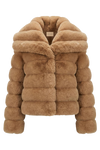Leelai Faux Fur Coat Short Medium Brown