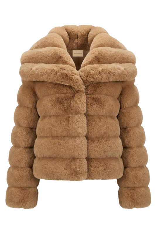 Leelai Faux Fur Coat Short Medium Brown