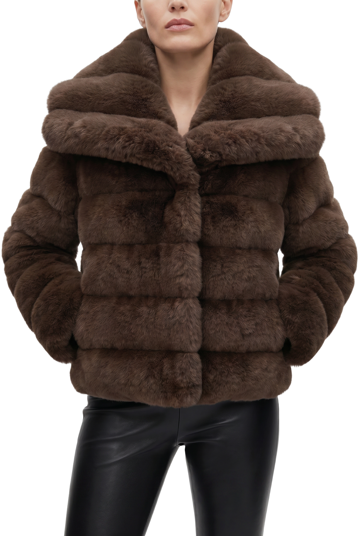 Leelai Faux Fur Coat Short Dark Brown