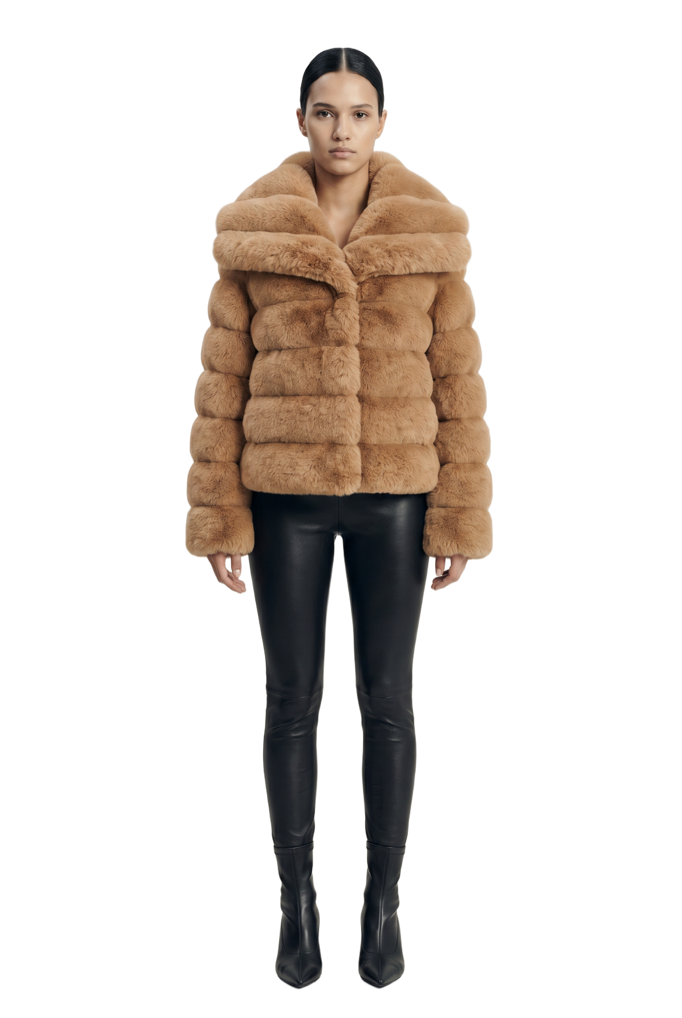 Leelai Faux Fur Coat Short Medium Brown