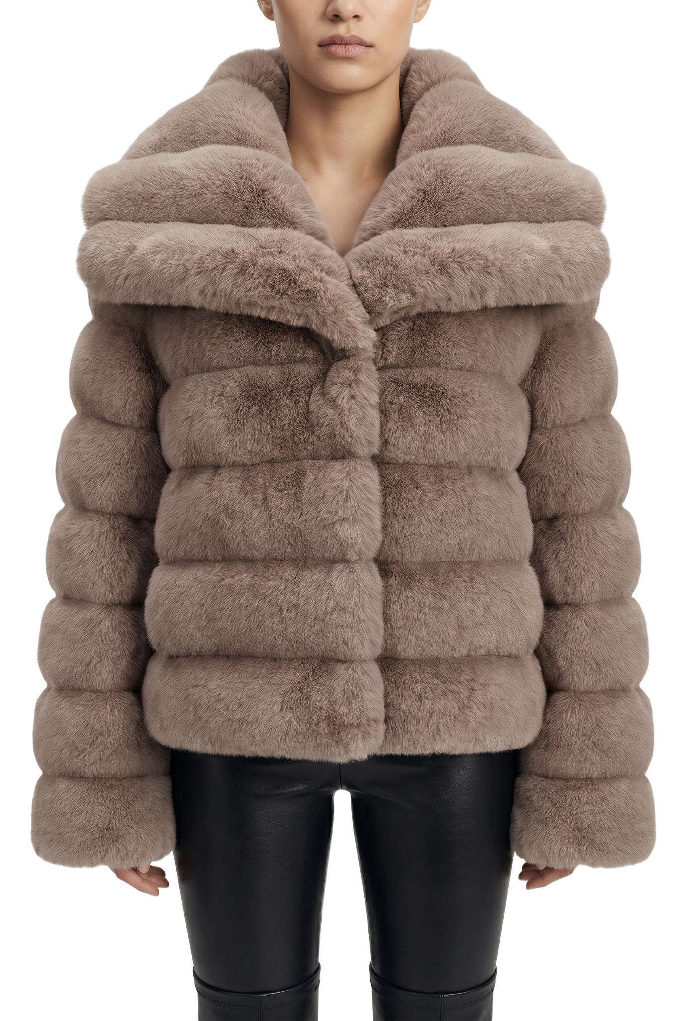Leelai Faux Fur Coat Short Taupe