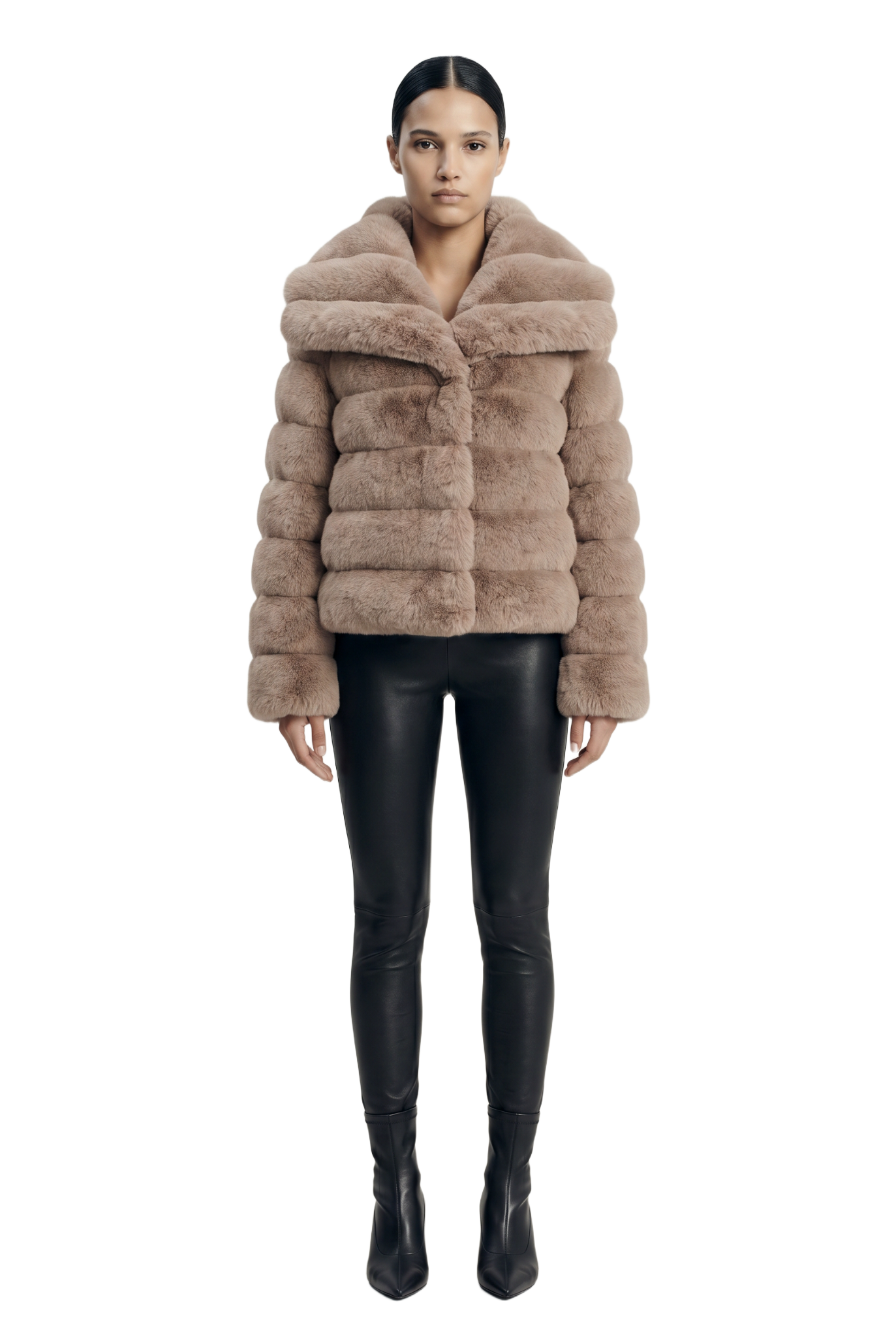 Leelai Faux Fur Coat Short Taupe