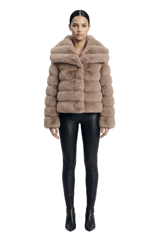 Leelai Faux Fur Coat Short Taupe
