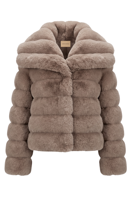 Leelai Faux Fur Coat Short Taupe