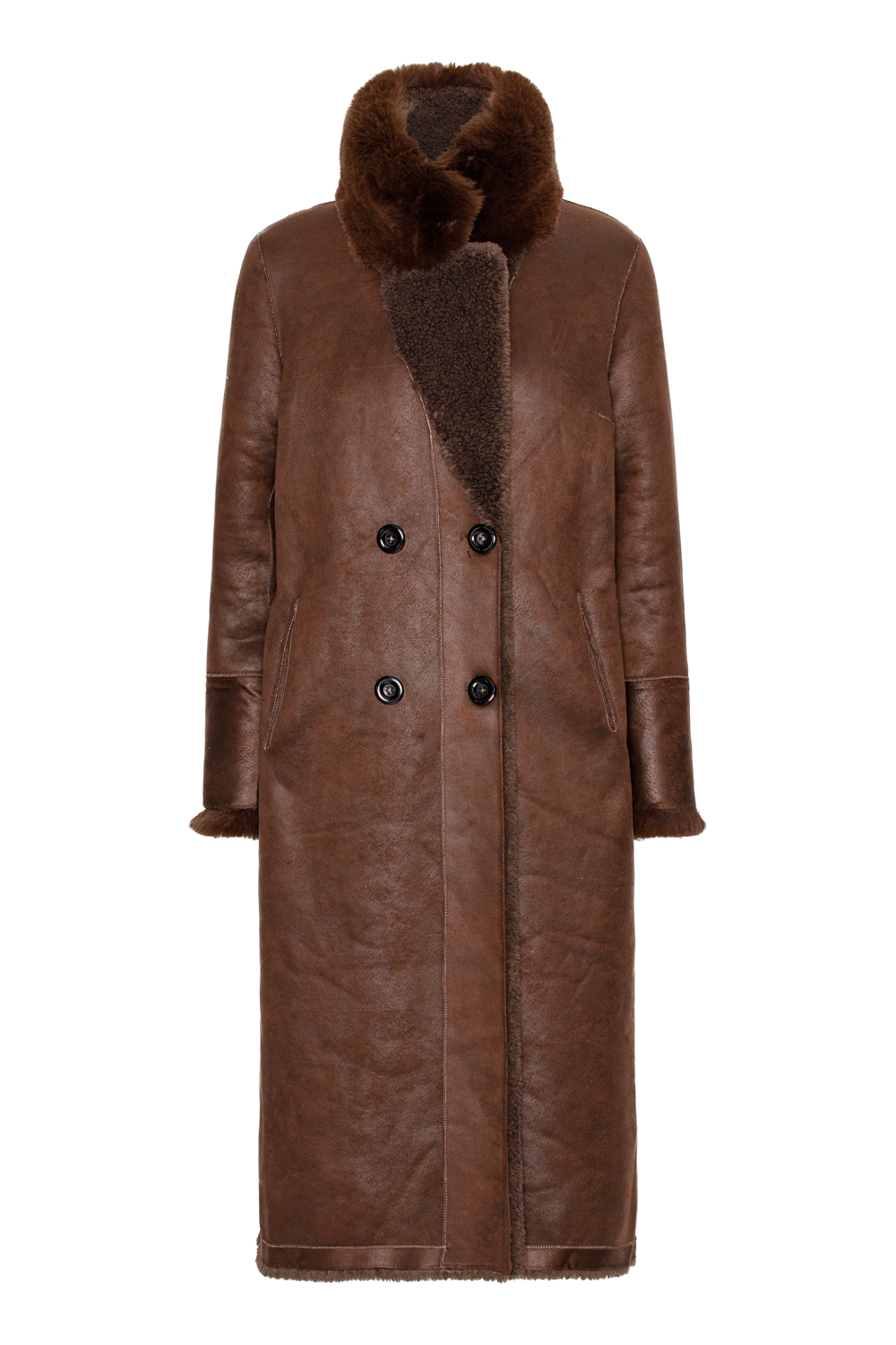 Leona Wool Coat Long Chocolate Brown