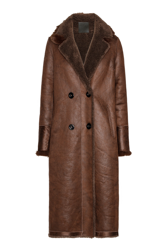 Leona Wool Coat Long Chocolate Brown