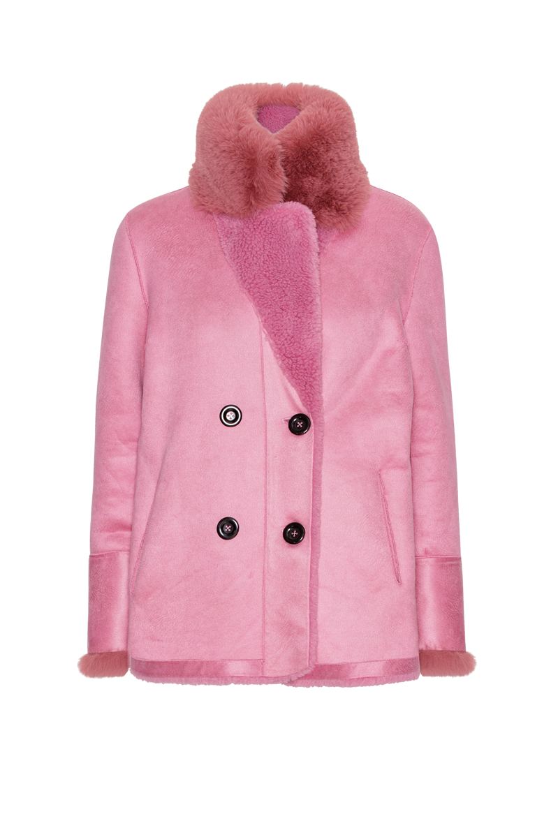 Leona Wool Coat Short Pink