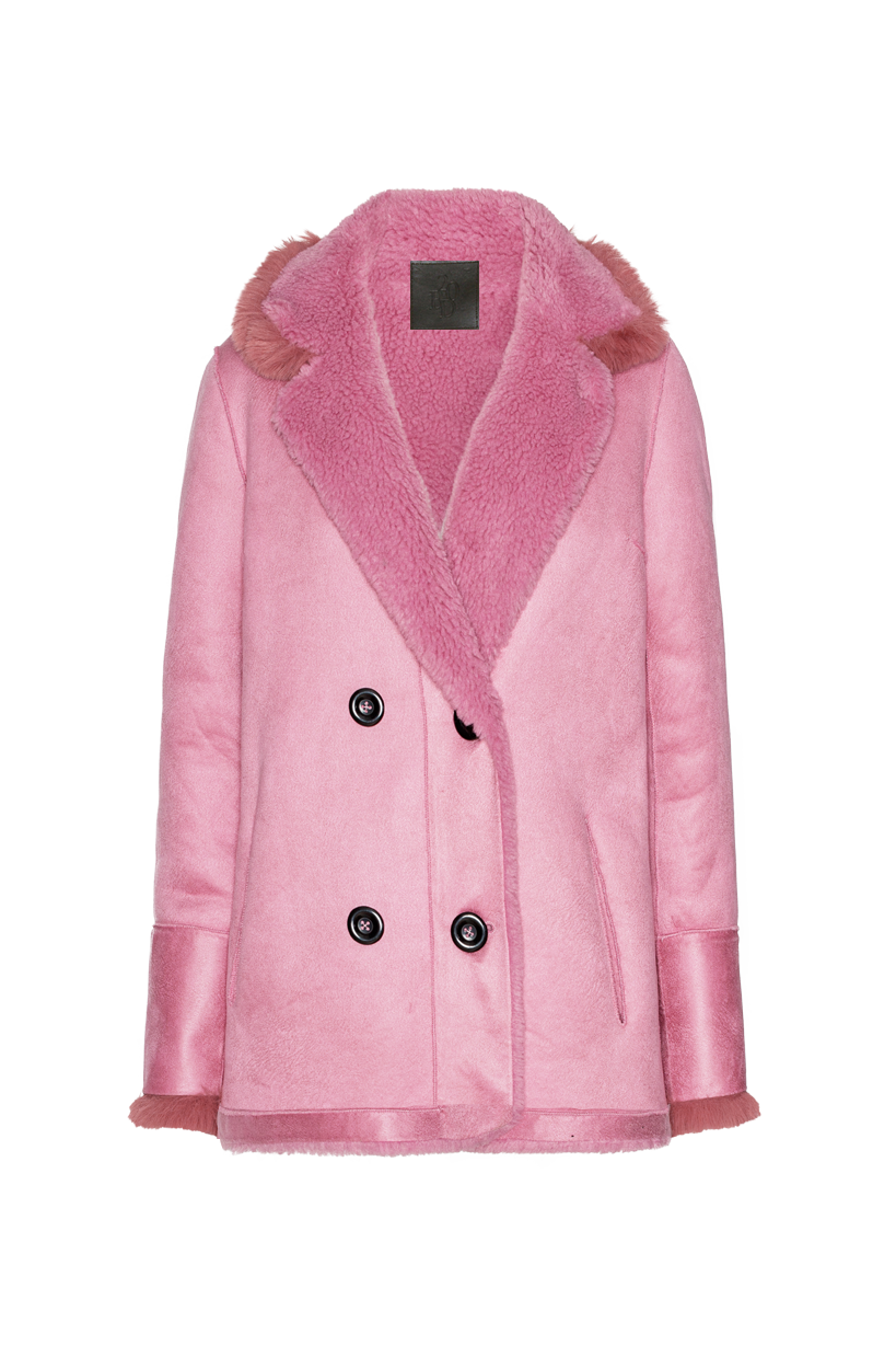 Leona Wool Coat Short Pink