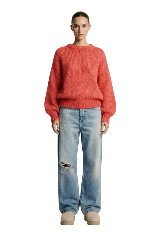Leonnie Alpaca Pullover Coral Red