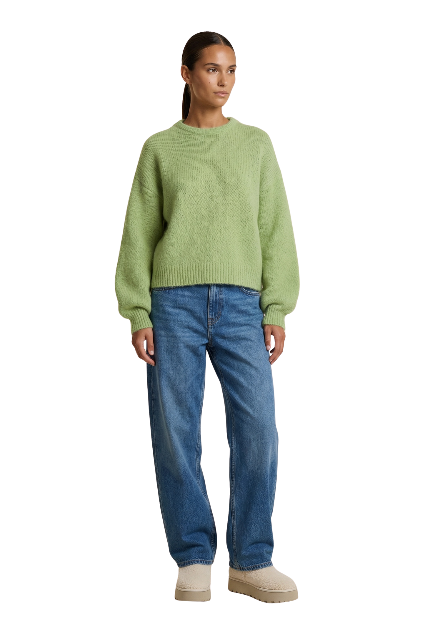 Liana Round Neck Pullover Tea Green