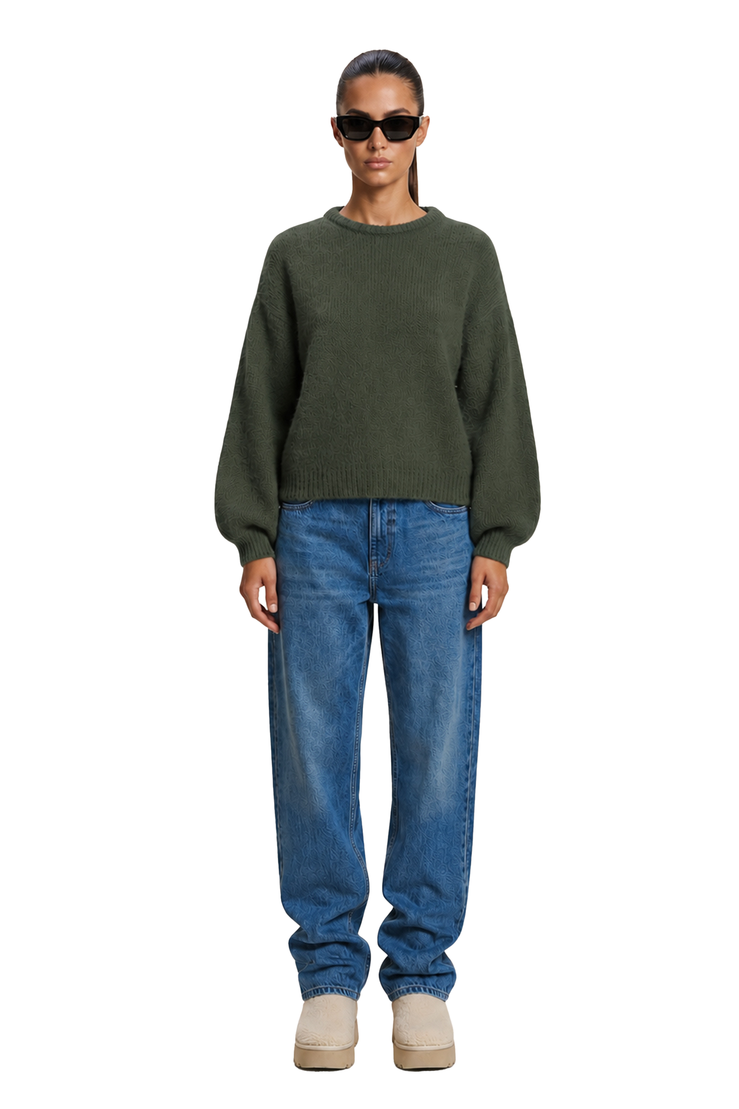 Liana Round Neck Pullover Seaweed Green
