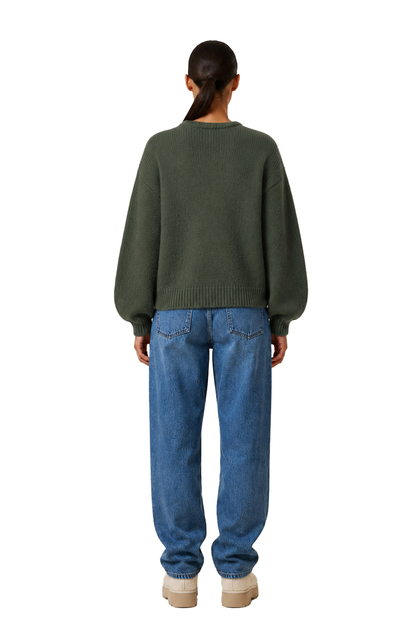 Liana Round Neck Pullover Seaweed Green