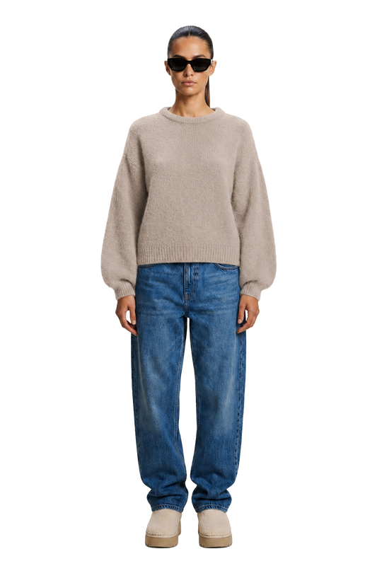 Liana Round Neck Pullover Light Taupe