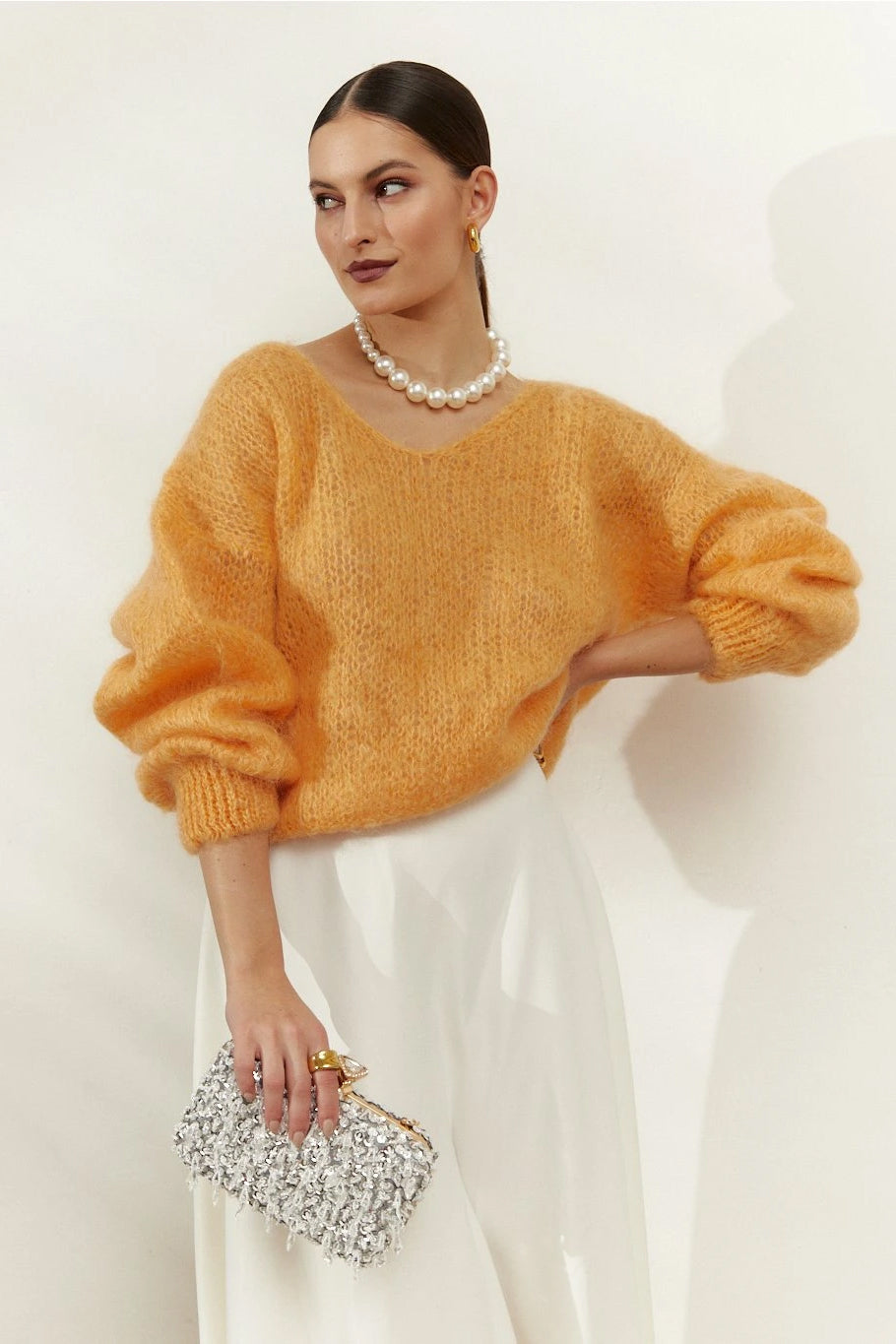 Milana LS Mohair Knit Light Orange