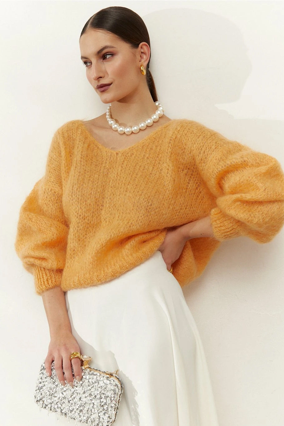 Milana LS Mohair Knit Light Orange