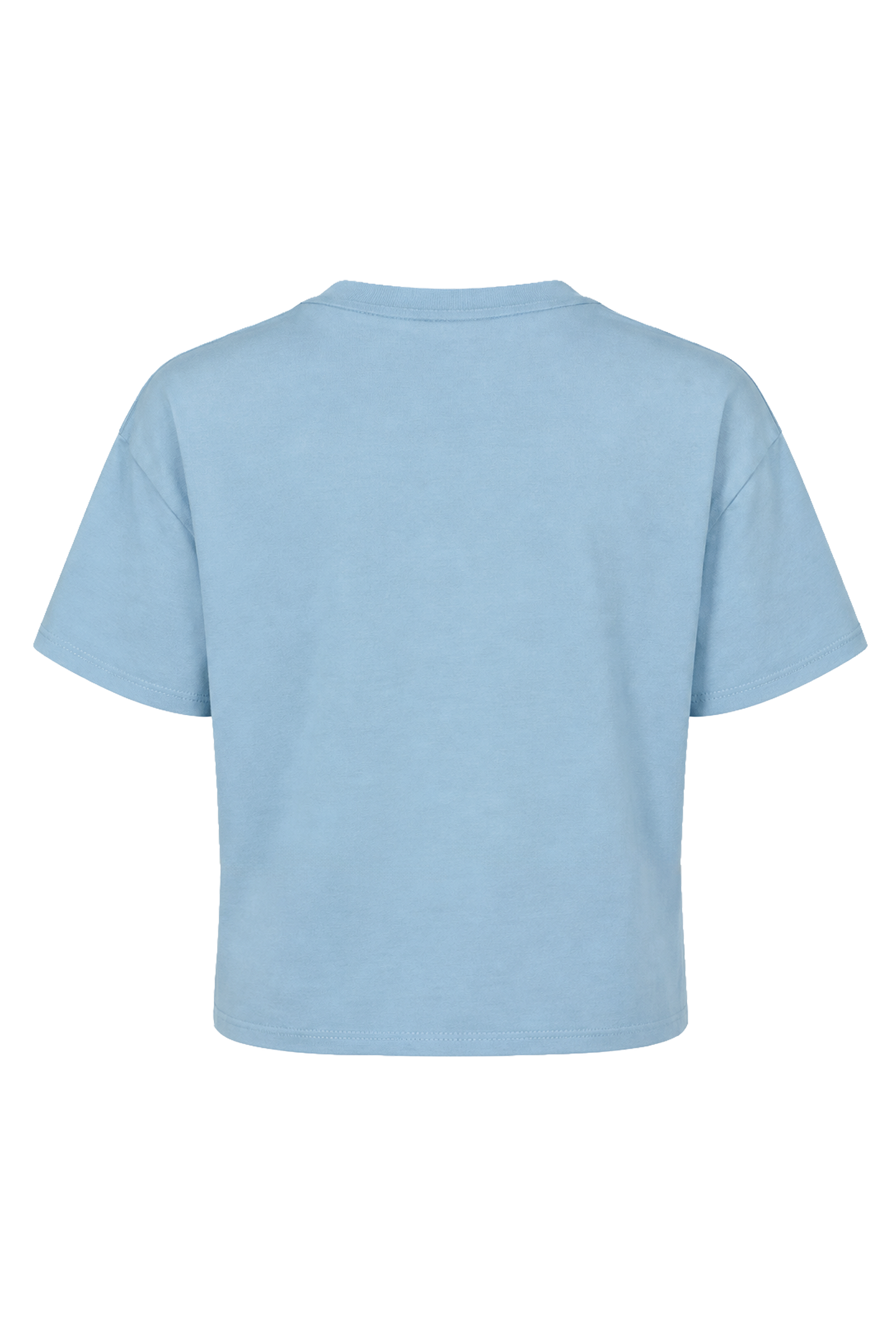 T-Shirt Cropped Light Blue LA California Cotton Tee W/Blue Letters