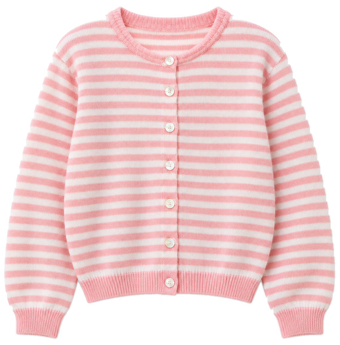 Lottie Striped Cardigan Pink/White - front