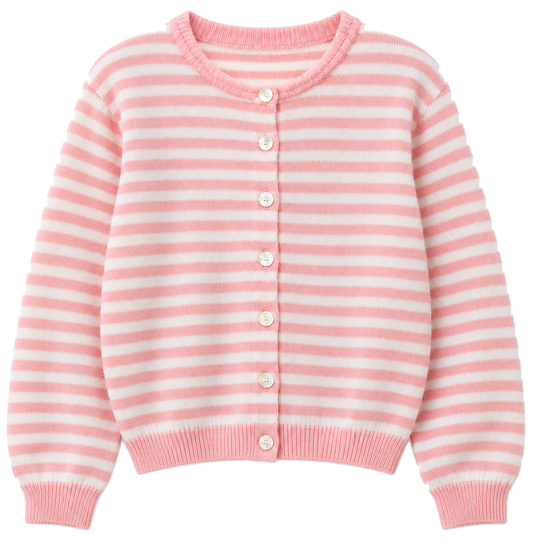 Lottie Striped Cardigan Pink/White - front