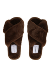 Lou Faux Fur Slippers Chocolate Brown