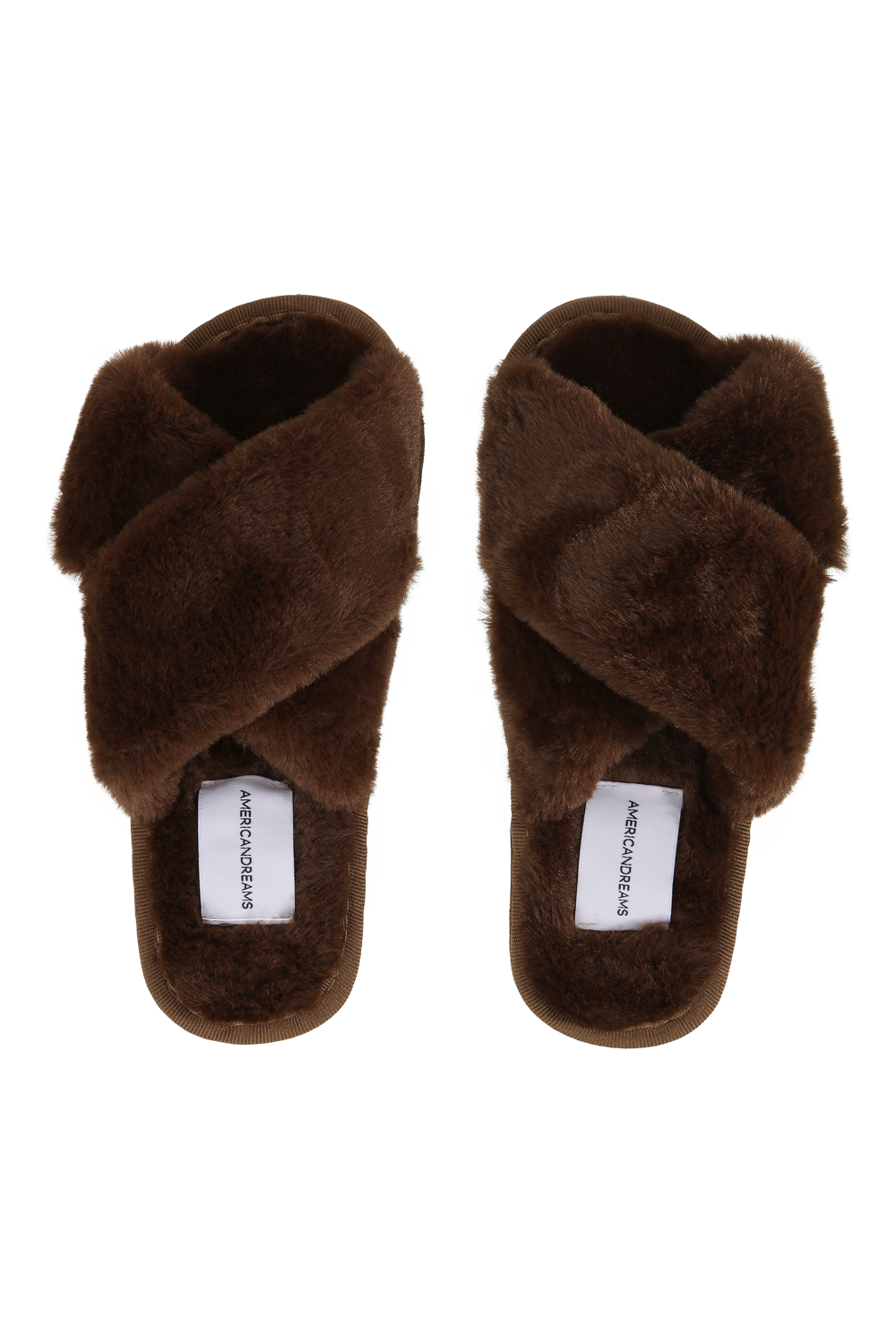 Lou Faux Fur Slippers Chocolate Brown