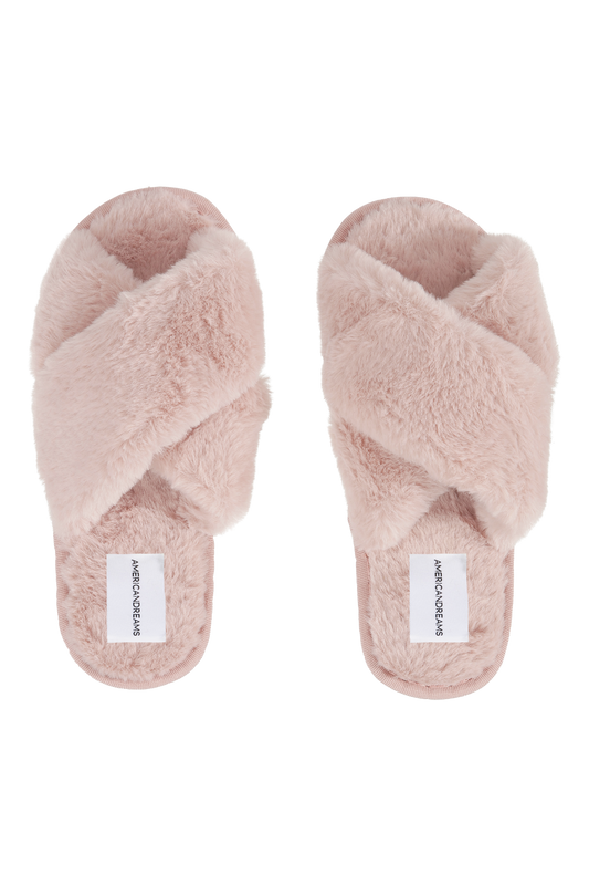 Lou Faux Fur Slippers Light Pink