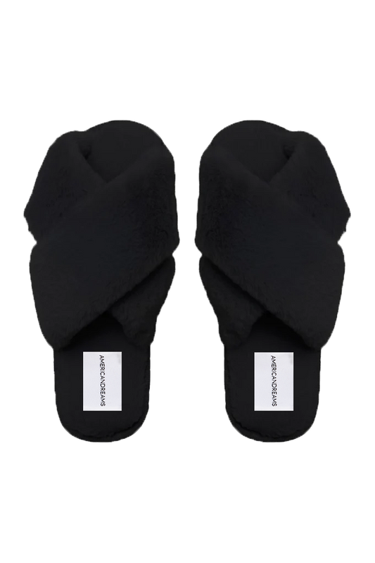 Lou Faux Fur Slippers Black