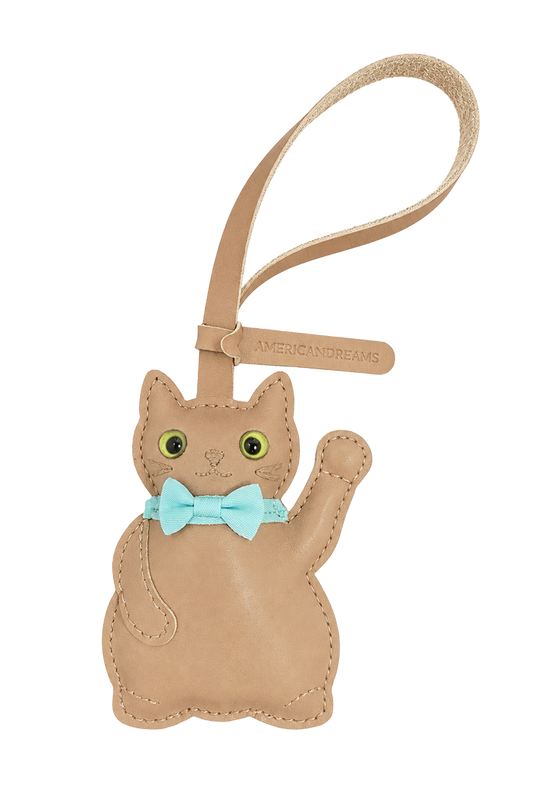 Lucky Cat Bag Charm Brown
