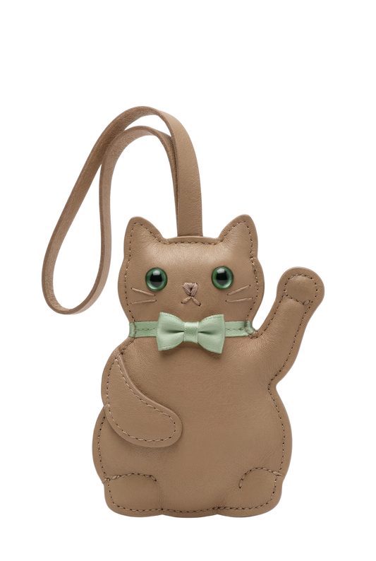 Lucky Cat Bag Charm Brown