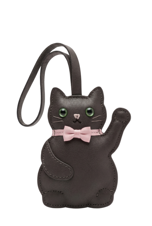 Lucky Cat Bag Charm Dark Grey
