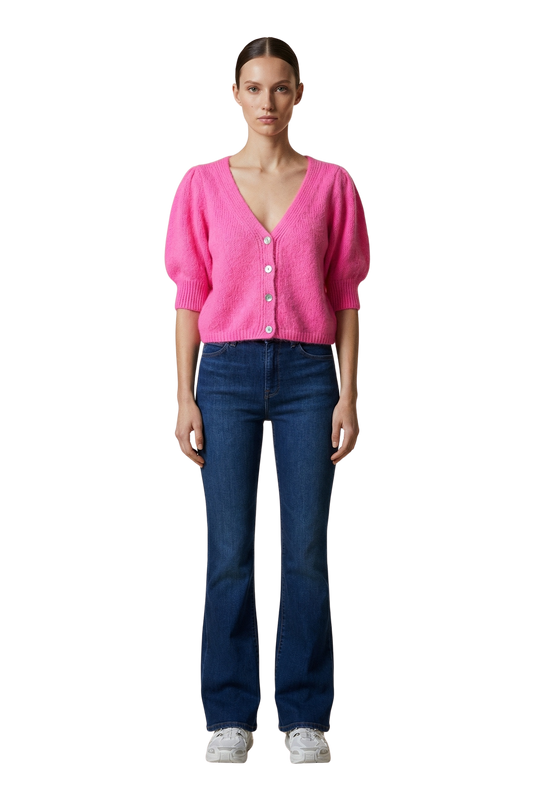 Manda Alpaca Cardigan Neon Pink
