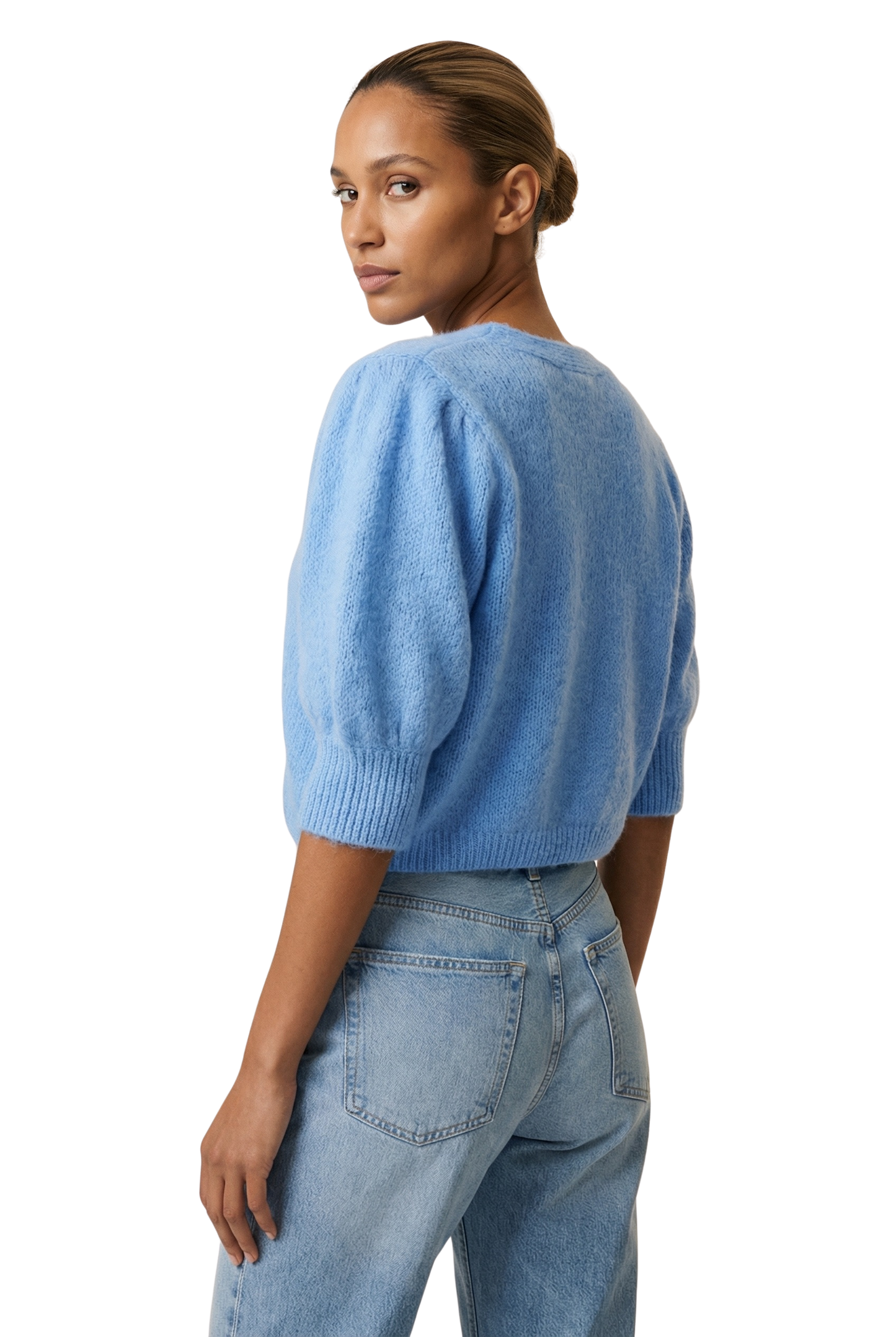 Manda Alpaca Cardigan Sky Blue