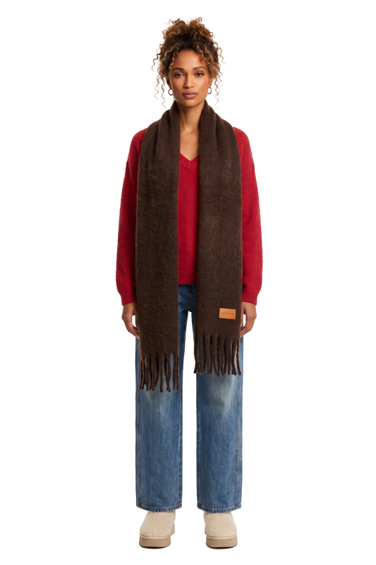 Maui Oversized Fringe Scarf Cocoa